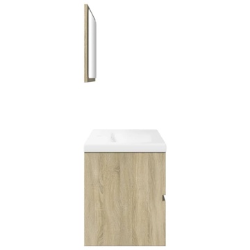 Set mobilier de baie, 3 piese, stejar sonoma, lemn prelucrat - Img 8