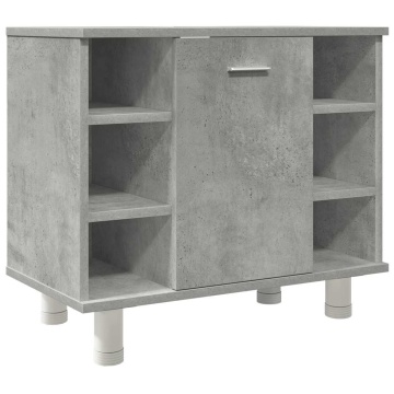 Set mobilier de baie, 4 piese, gri beton, lemn compozit - Img 7