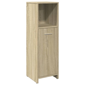 Set mobilier de baie, 4 piese, stejar sonoma, lemn prelucrat - Img 4
