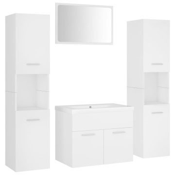 Set mobilier de baie, alb, lemn prelucrat - Img 2