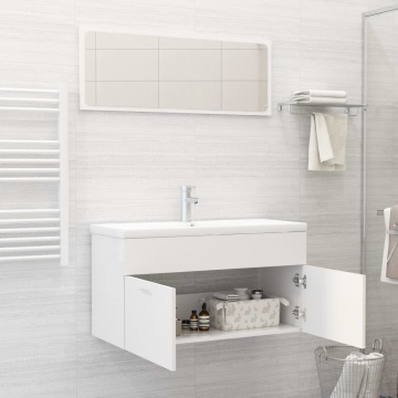 Set mobilier de baie, alb, lemn prelucrat - Img 3