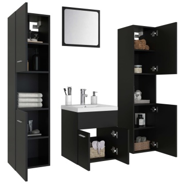 Set mobilier de baie, negru, lemn prelucrat - Img 3