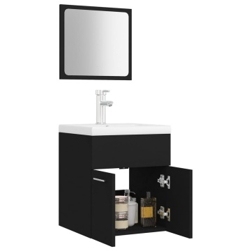 Set mobilier de baie, negru, lemn prelucrat - Img 4