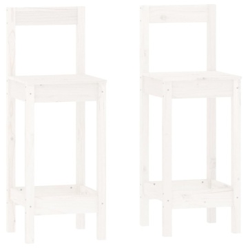 Set mobilier de bar, 3 piese, alb, lemn masiv de pin - Img 8