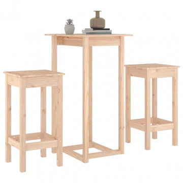 Set mobilier de bar, 3 piese, lemn masiv de pin - Img 4