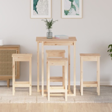 Set mobilier de bar, 5 piese, lemn masiv de pin - Img 3