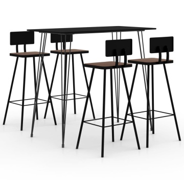Set mobilier de bar, 5 piese, negru - Img 1