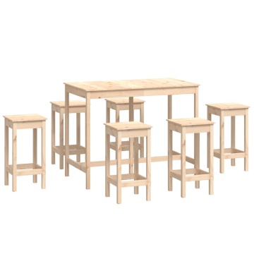 Set mobilier de bar, 7 piese, lemn masiv de pin - Img 2