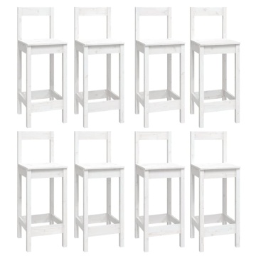 Set mobilier de bar, 9 piese, alb, lemn masiv de pin - Img 3