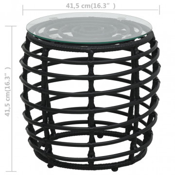 Set mobilier de bistro, 3 piese, negru, poliratan - Img 6