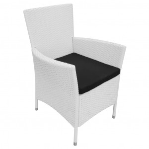 Set mobilier de exterior, 5 piese, alb crem, poliratan - Img 5