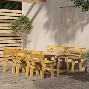 Set mobilier de exterior, 5 piese, lemn de pin tratat - Img 1