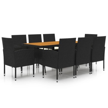 Set mobilier de exterior, 9 piese, negru, poliratan - Img 2