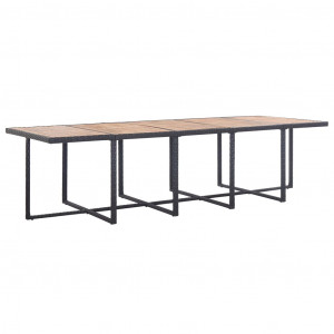 Set mobilier de exterior cu perne, 15 piese, negru, poliratan - Img 8