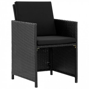 Set mobilier de exterior cu perne, 5 piese, negru, poliratan - Img 3