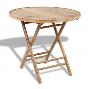 Set mobilier de exterior pliabil, 5 piese, bambus - Img 6