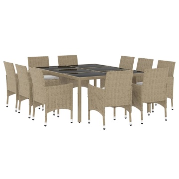 Set mobilier de grădină, 11 piese, bej, poliratan - Img 3