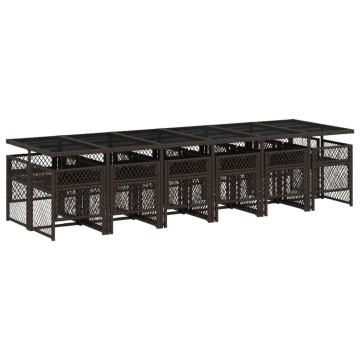 Set mobilier de grădină, 13 piese, maro, cu perne, poliratan - Img 8