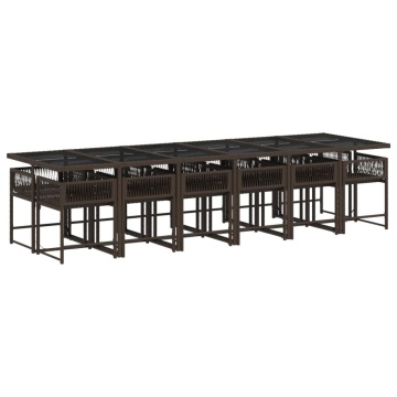 Set mobilier de grădină, 13 piese, maro, cu perne, poliratan - Img 3