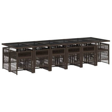 Set mobilier de grădină, 13 piese, maro, cu perne, poliratan - Img 3