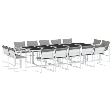 Set mobilier de grădină, 15 piese, cu perne, alb, textilenă - Img 2