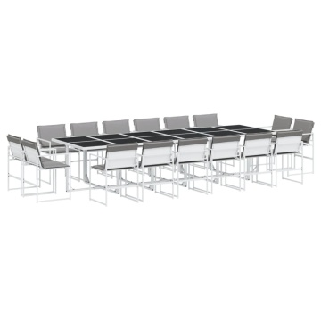Set mobilier de grădină, 17 piese, cu perne, alb, textilenă - Img 2