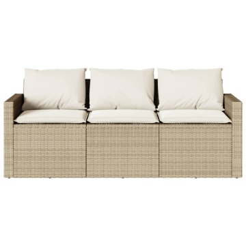 Set mobilier de grădină, 2 piese, cu perne, bej, poliratan - Img 5