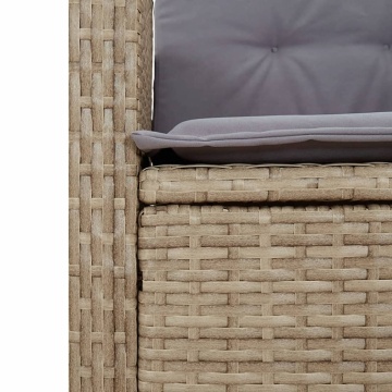 Set mobilier de grădină, 2 piese, cu perne, bej, poliratan - Img 5