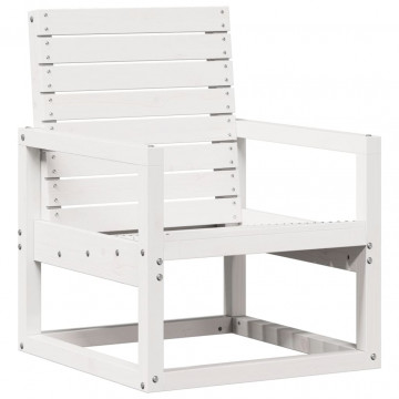 Set mobilier de grădină, 3 piese, alb, lemn masiv de pin - Img 4
