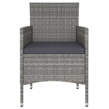 Set mobilier de grădină, 3 piese, gri, poliratan și sticlă - Img 4