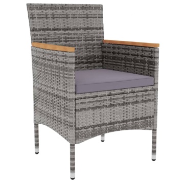 Set mobilier de grădină, 3 piese, gri, poliratan - Img 3