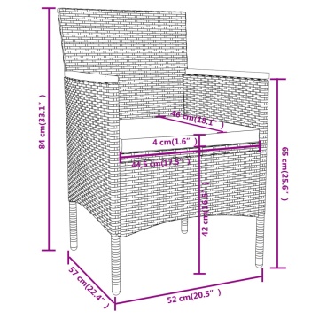 Set mobilier de grădină, 3 piese, gri, poliratan - Img 7