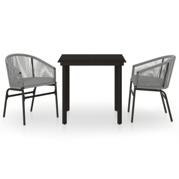 Set mobilier de grădină, 3 piese, gri - Img 2