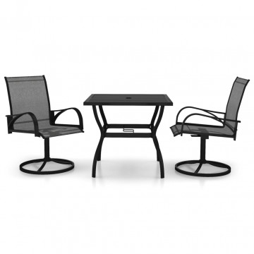 Set mobilier de grădină, 3 piese, textilenă și oțel - Img 2