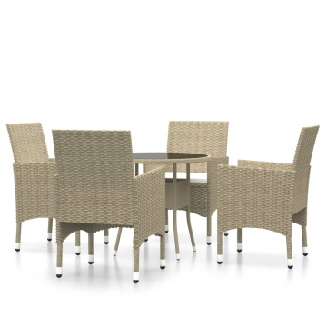 Set mobilier de grădină, 5 piese, bej, poliratan - Img 2