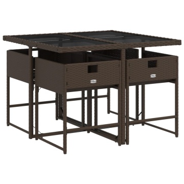 Set mobilier de grădină, 5 piese, cu perne, maro, poliratan - Img 8