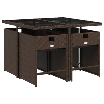 Set mobilier de grădină, 5 piese, cu perne, maro, poliratan - Img 3
