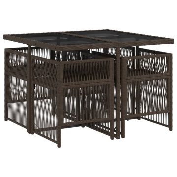 Set mobilier de grădină, 5 piese, cu perne, maro, poliratan - Img 3