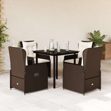 Set mobilier de grădină, 5 piese, cu perne, maro, poliratan - Img 1