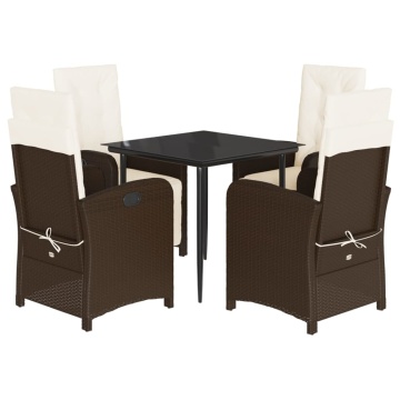 Set mobilier de grădină, 5 piese, cu perne, maro, poliratan - Img 2