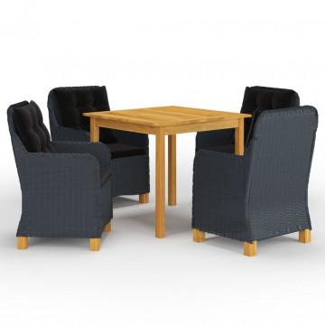 Set mobilier de grădină, 5 piese, gri închis - Img 1