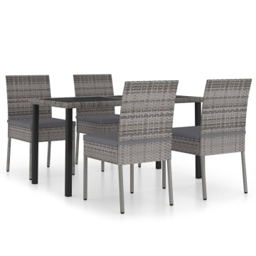 Set mobilier de grădină, 5 piese, gri, poliratan - Img 2