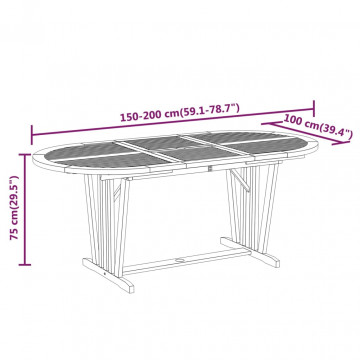 Set mobilier de grădină, 5 piese, lemn masiv de eucalipt - Img 7