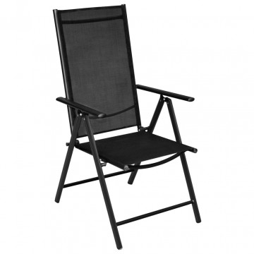 Set mobilier de grădină, 5 piese, negru, aluminiu - Img 3