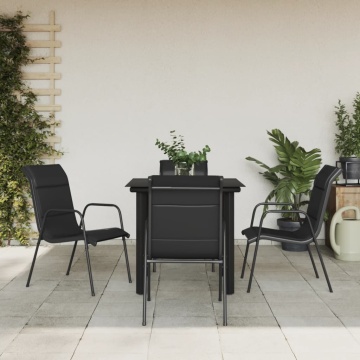 Set mobilier de grădină, 5 piese, negru, oțel și textilenă - Img 1