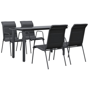Set mobilier de grădină, 5 piese, negru, oțel și textilenă - Img 2