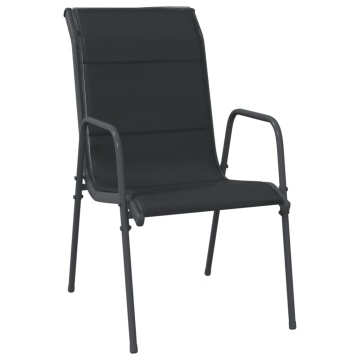 Set mobilier de grădină, 5 piese, negru, oțel și textilenă - Img 3