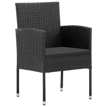 Set mobilier de grădină, 5 piese, negru, poliratan și oțel - Img 4