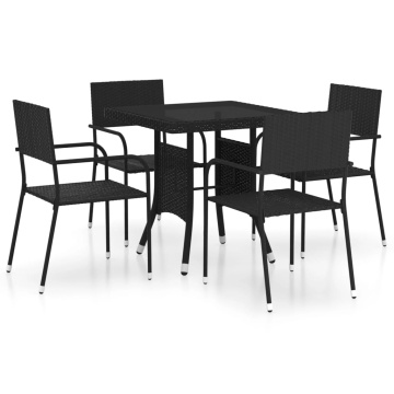 Set mobilier de grădină, 5 piese, negru, poliratan - Img 2