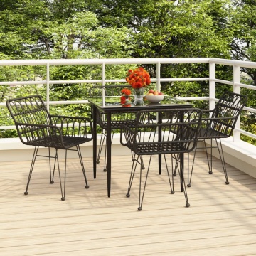 Set mobilier de grădină, 5 piese, negru, poliratan - Img 1